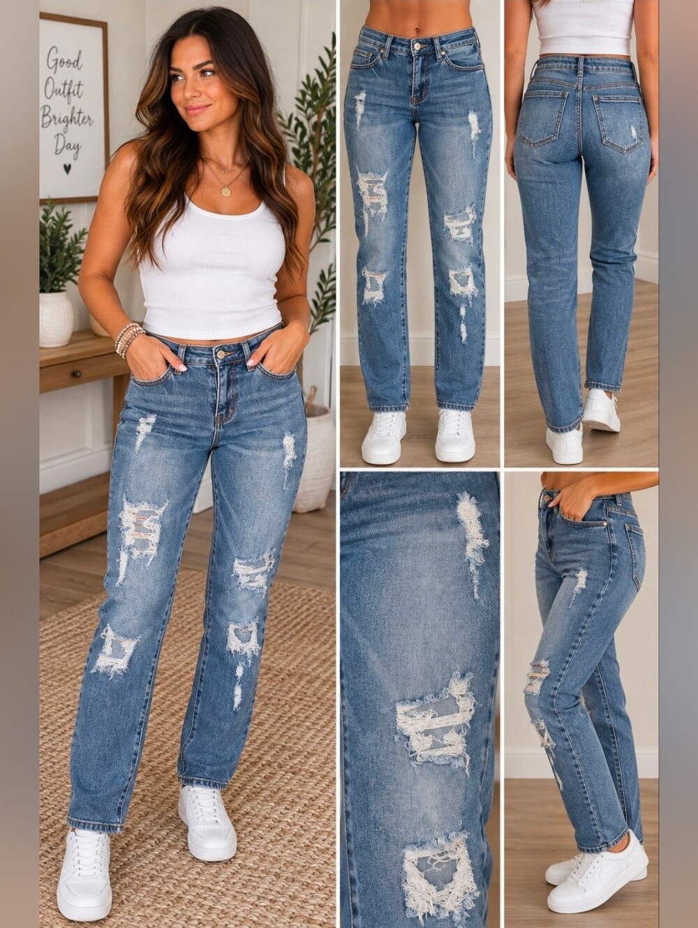 Distressed Skinny Jeans Medium Wash Size 3/26 #266